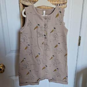 Rylee + Cru Tan Bird Print Romper, Pelican